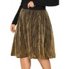 Agnes Orinda Women's Plus Size Metallic Party Disco Sparkle Faux Suede A-Line Skirts - 2 of 4