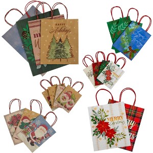 Northlight 20-Count Assorted Christmas Themed Paper Gift Bags - 1 of 4