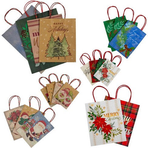 Northlight 20-count Assorted Christmas Themed Paper Gift Bags : Target