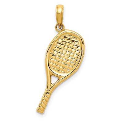 Black Bow Jewelry 14k Yellow Gold Three Dimensional Racquetball Pendant