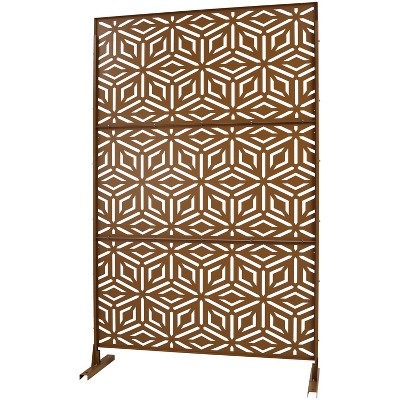 Vynxaria 76" Metal Privacy Screen - Freestanding Decorative Divider for Indoor & Outdoor Use