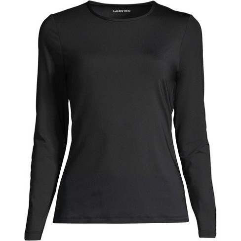 Lands' End Women's Plus Size Crew Neck Long Sleeve Rash Guard Upf 50 Swim  Tee - 1x - Black : Target