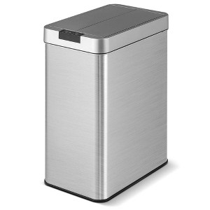 Costway Slim Kitchen Trash Can with Wing Lids 13.2 Gal Automatic Sensor Garbage Can - 1 of 4