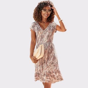 Women's V-Neck Flounce Dress - LASCANA - 1 of 4