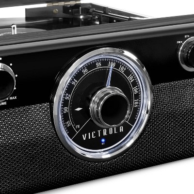 Gray Mid Century Modern Bluetooth Record Player with AM/FM Radio