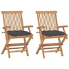 vidaXL Patio Chairs Outdoor Bistro Folding Chair with Cushions Solid Wood Teak - Anthracite 2 pcs - 2 of 4