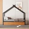 Full/Twin Size House-Shaped Metal Platform Bed Frame with Twin Size Trundle Bed/ Drawers 4S -ModernLuxe - 2 of 4