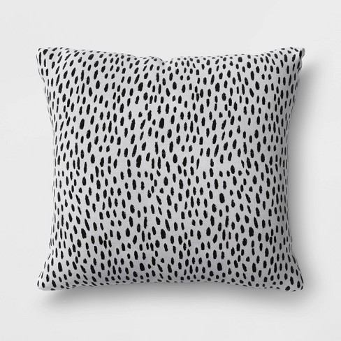 Dots Oversize Woven Outdoor Throw Pillow Duraseason Fabric Black