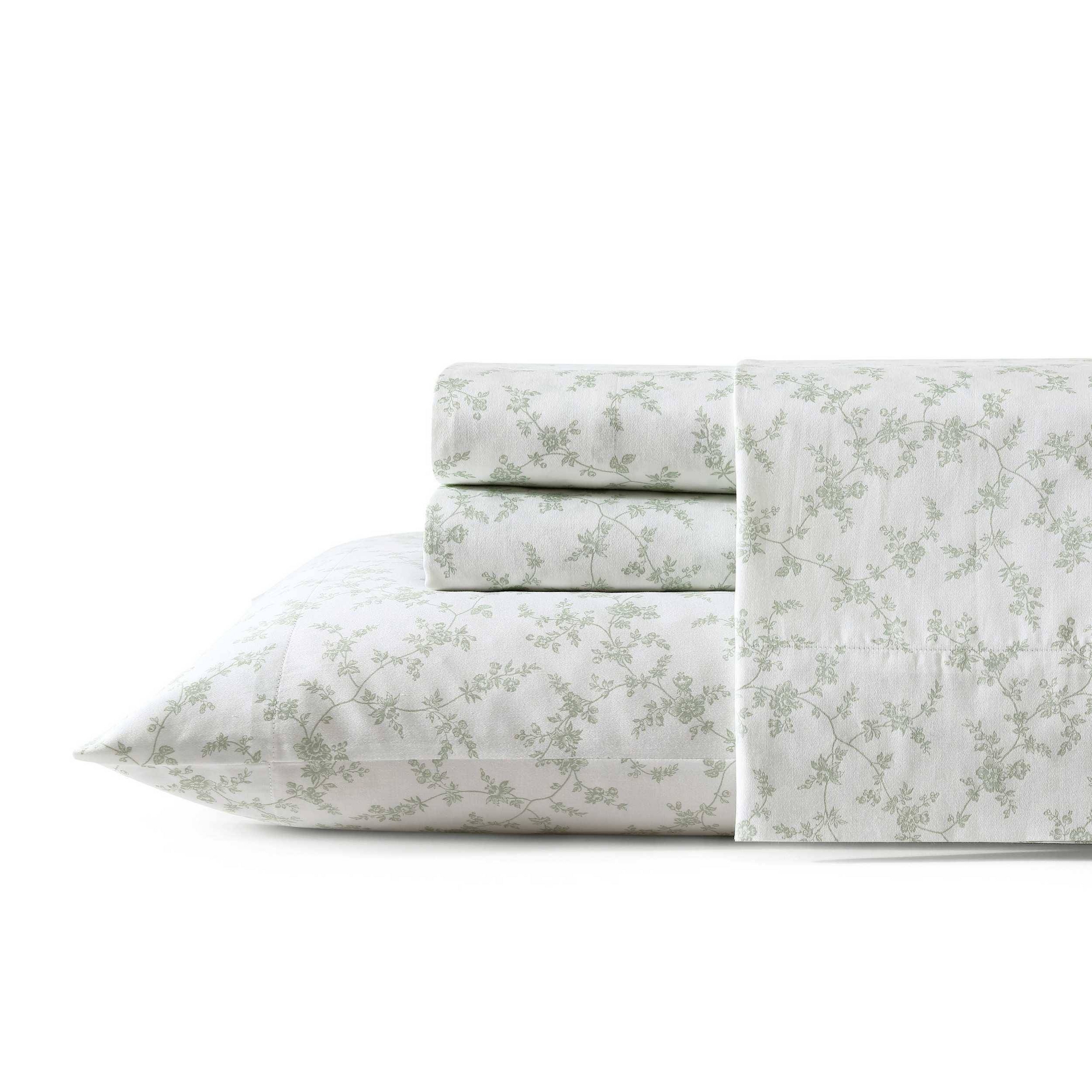Laura Ashley King 300 Thread Count Sheet Set Fiona Green
