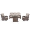 4 Piece Patio Furniture Set with Fire Pit Table, 2 x Swivel Rocker Chair, 1 x 3-Seat Sofa, 5 Seats Outdoor Conversation Set for Lawn Garden Backyard - 2 of 4