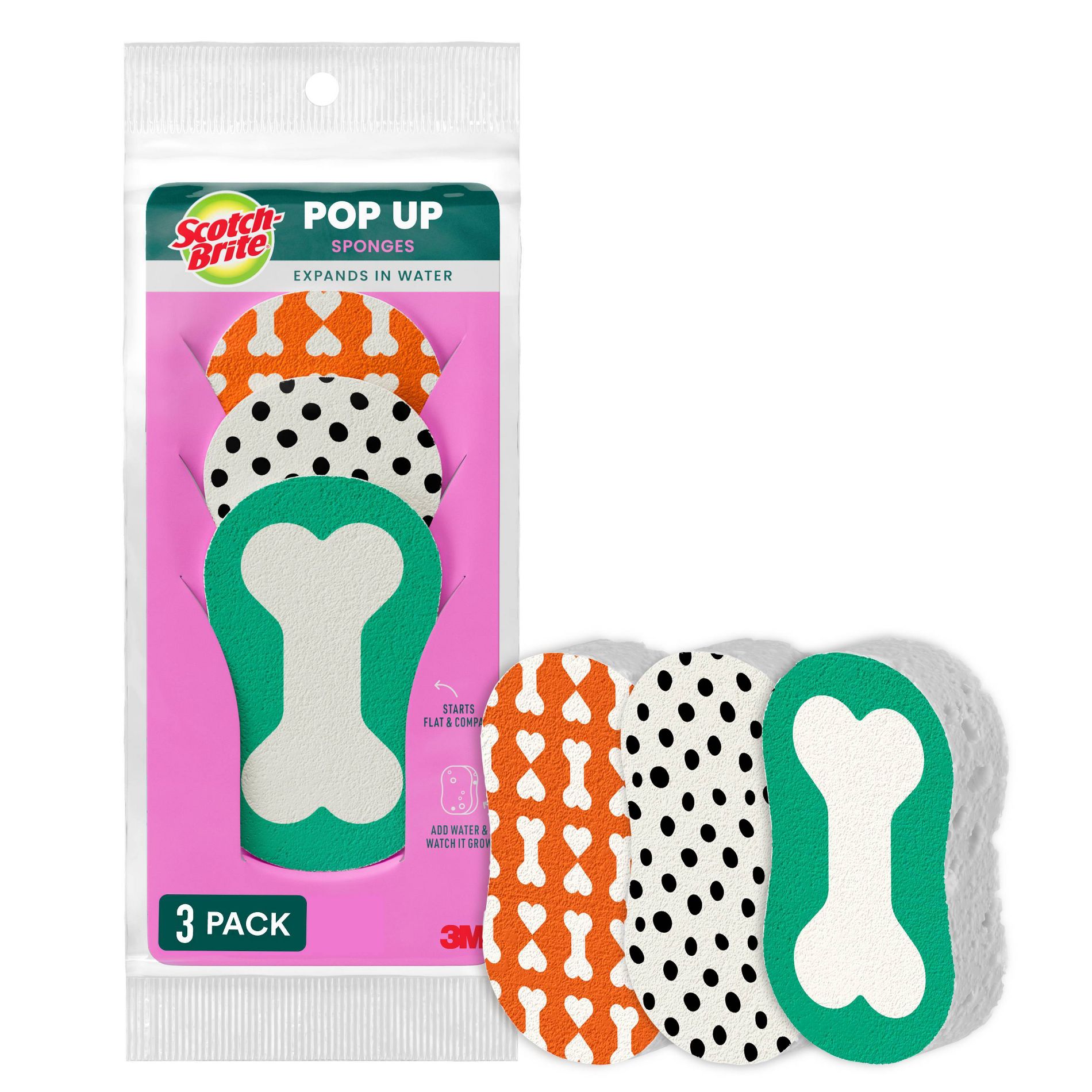 Scotch-Brite Dog Themed Pop-Up Sponges - 3pk