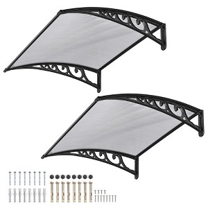 Yescom 2Pcs 40"x40" Door Window Awning Whole One-piece Polycarbonate UV30+ Outdoor Rain Snow Protection White Board White Board & Black Bracket - 1 of 4
