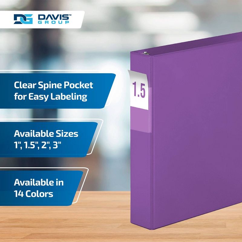Davis Group 6pk 1.5&#34; Premium Economy Angled D-Ring Binder Purple, 5 of 9