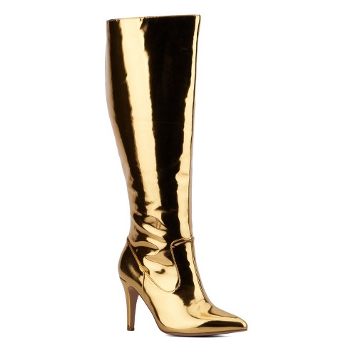 Gold metallic boots best sale