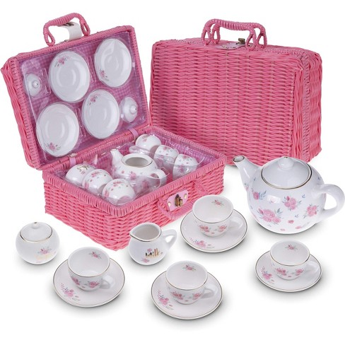 Jewelkeeper Porcelain Tea Set For Girls With Box For Ages 3 Years Old Floral Design 13 Pieces Pink Target