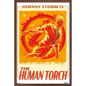 Trends International Marvel Fantastic Four: First Steps (2025) - Johnny Storm Is The Human Torch Framed Wall Poster Prints - 1 of 4