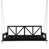 VisioGear Wood Patio Swing Bed Modern Porch Swing Hanging Bed Frame with Hemp Ropes for Garden, Backyard, Black, 85.4"*41.5"*27.9" - 4 of 4