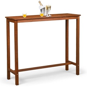 Wooden Outdoor Bar Table, Wood Patio Counter Height Table, Weather-Resistant Patio Pub Table for Garden, Balcony, Poolside, Backyard, Indoor Use - 1 of 4