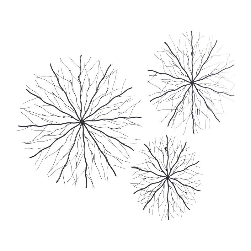 Set of 3 Metal Starburst Wall Decors with Branch Inspired Design Black - Olivia &#38; May, 2 of 7
