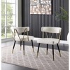 Best Master Furniture,Aireys Ivory Faux Leather Armless Chair with Gold Accents (Set of 2) - 3 of 3