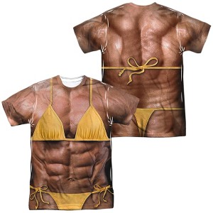 Men's Lady Bodybuilder (Front Back Print) Short Sleeve Costume T-Shirt - 1 of 4