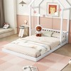 Okak Twin/Full Size Bed Frame with House-shaped Roof & Headboard Guardrails, Modern Floor Bed for Toddlers/Kids Bedroom(Without Slats) - 2 of 4