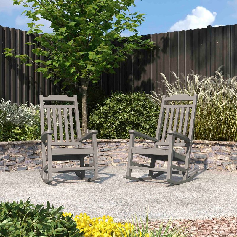 Merrick Lane Set of 2  Poly Resin Indoor/Outdoor Rocking Chairs, 3 of 14
