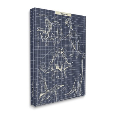 Stupell Industries Vintage Dinosaur Blueprints Dino Fact Graph
