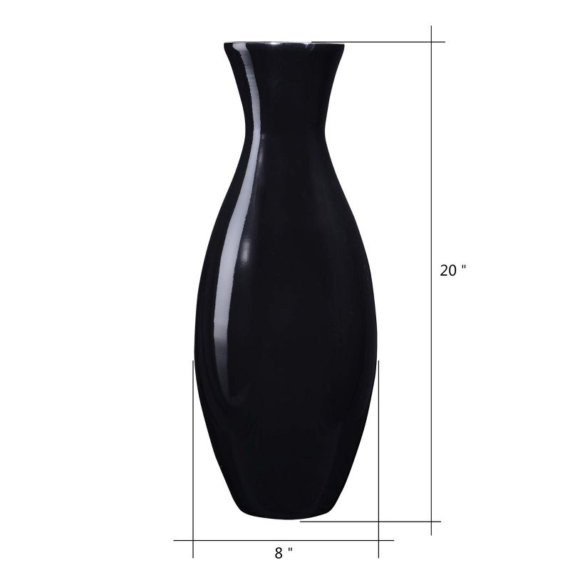 Handcrafted Sustainable Bamboo Vase - Decorative 20-Inch-Tall Teardrop Floor Vase for Silk Plants, Flowers, and Filler Decor by Villacera (Black), 2 of 6