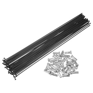 Unique Bargains 14G Bicycle Carbon Steel Spoke with Nipples Black 36 Pcs - 1 of 4