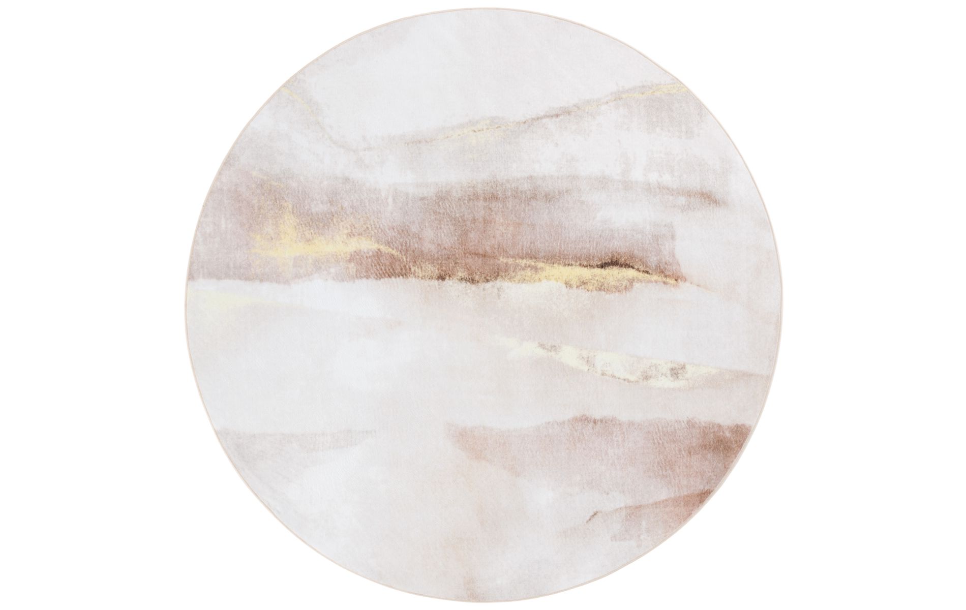 Santa Monica STM807 Machine Washable Skid-Resistant Power Loomed Indoor Area Rug - Beige/Gold - 6' Round - Safavieh