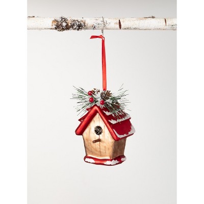 Sullivans Bird House Glass Ornament 5"H Multicolored