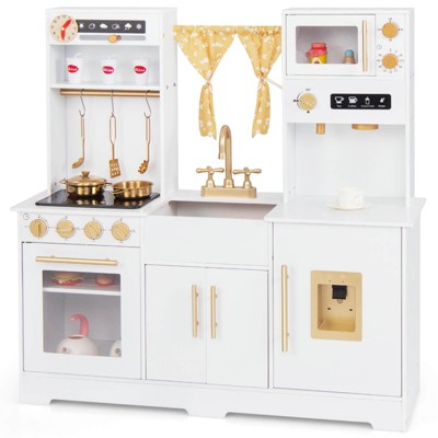 Infans Pretend Play Kitchen for Kids w/ Coffee Maker Sink Faucet Stove Water Dispenser