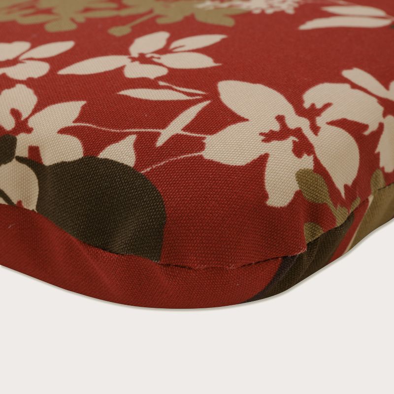 Outdoor Reversible Rounded Corners Chair Cushion - Brown/Red Floral/Stripe - Pillow Perfect, 5 of 12