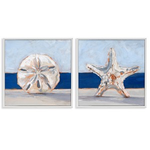 Stupell Industries Sea Life Starfish Seashell Painting 2pc Framed Giclee Art Set, White, 24" x 24" - 1 of 4