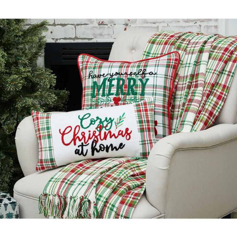 C&F Home Plaid Typographical Decorative Throw Pillows, 4 of 7