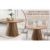 47" Natural Round Dining Table with Modern Slatted Pedestal,Space-Saving Kitchen Table for 4-6 Person-Baofuwish - 2 of 4