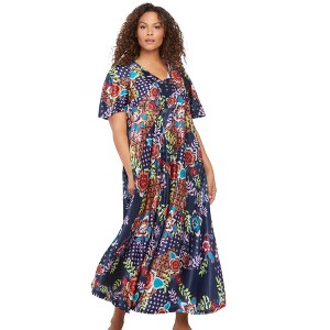 Only Necessities Plus Size Sweeping Printed Lounger - 1 of 4
