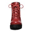 BLISSFUL STEP Women's Round Toe Chunky Heel Lug Sole Lace Up Zipper Combat Boots - 2 of 4