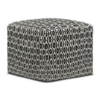 Wallis Square Woven PET Polyester Pouf Black/White - WyndenHall