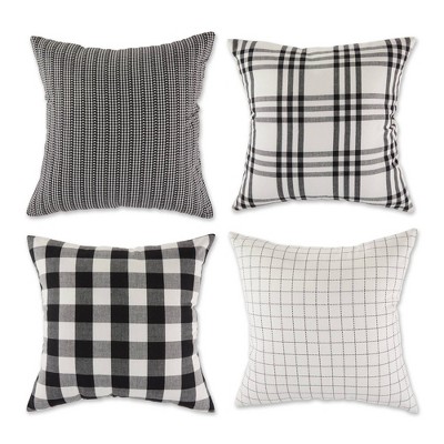 4pk 18"x18" Farmhouse Square Throw Pillow Covers Black - Design Imports