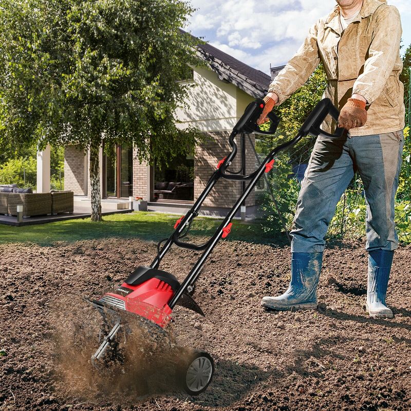 Costway 14-Inch 10 Amp Corded Electric Tiller and Cultivator 9'' Tilling Depth Red, 3 of 11