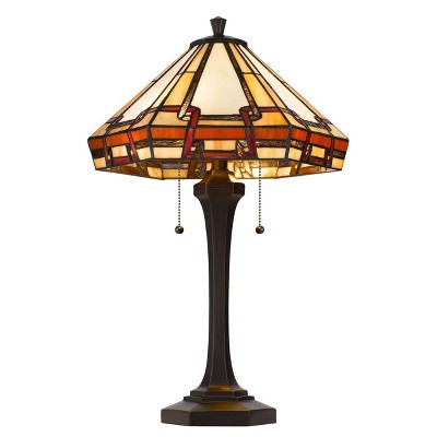 24.5" Resin Transitional Table Lamp with Tiffany Glass Shade - Cal Lighting