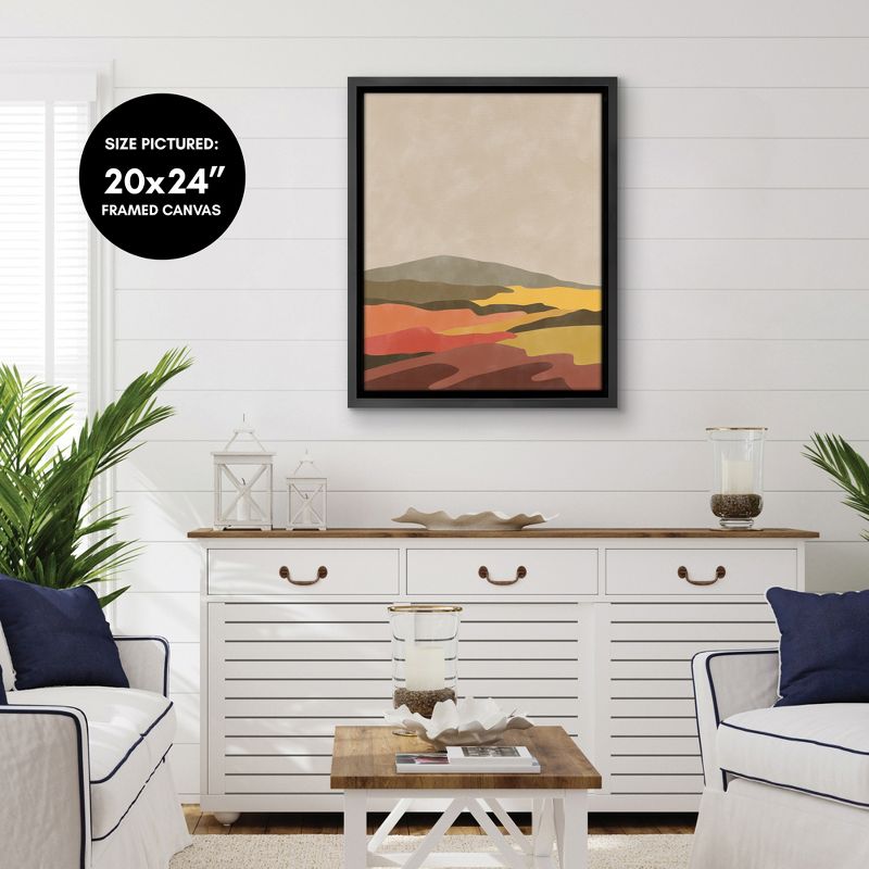 Americanflat - Vintage Terracotta Yellow Landscape Boho 1 by The Print Republic Floating Canvas Frame - Modern Wall Art Decor, 5 of 7