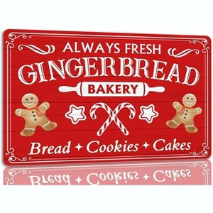 Lomsoe Always Fresh Gingerbread Bakery Tin Sign Funny Christmas Metal Signs Retro Santa Sign Christmas Wall Art Decor For Home Cafe Shop 8x12 Inch - 1 of 1