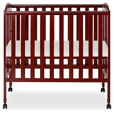 Cherry Pine 3-in-1 Portable Folding Crib with Locking Wheels