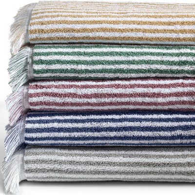 Plush Heavyweight Cotton Striped 6-Piece Washcloth Set