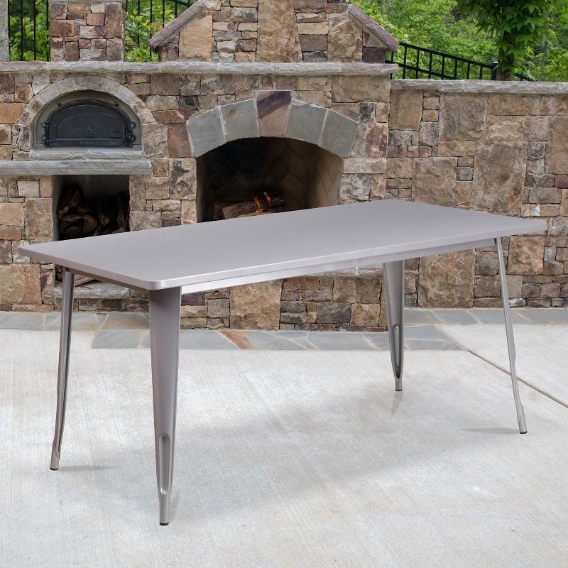 Flash Furniture Commercial Grade 31.5" x 63" Rectangular Metal Indoor-Outdoor Table, 2 of 4