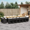 vidaXL 9 Piece Patio Dining Set with Cushions Poly Rattan - Gray Wood 8 Chairs - 2 of 4