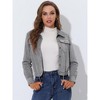 INSPIRE CHIC Women's Faux Suede Casual Spread Collar Button Up Biker Moto Jacket - 2 of 4